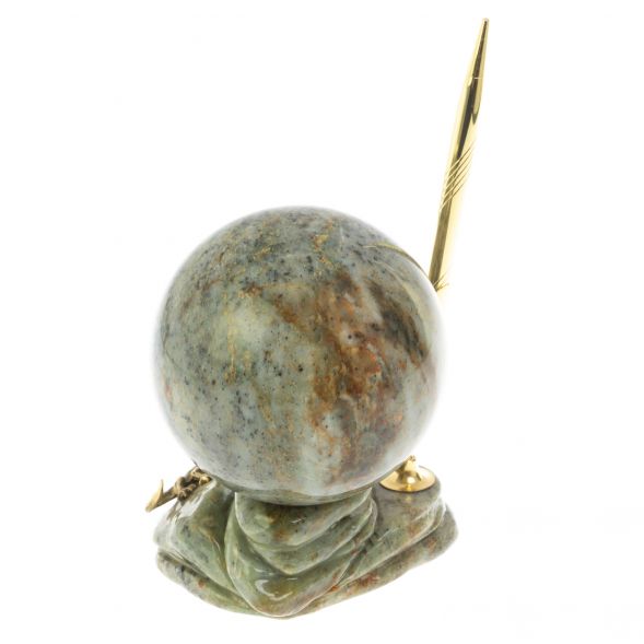 Композиция с шаром и ящерицей из офиокальцита 128915