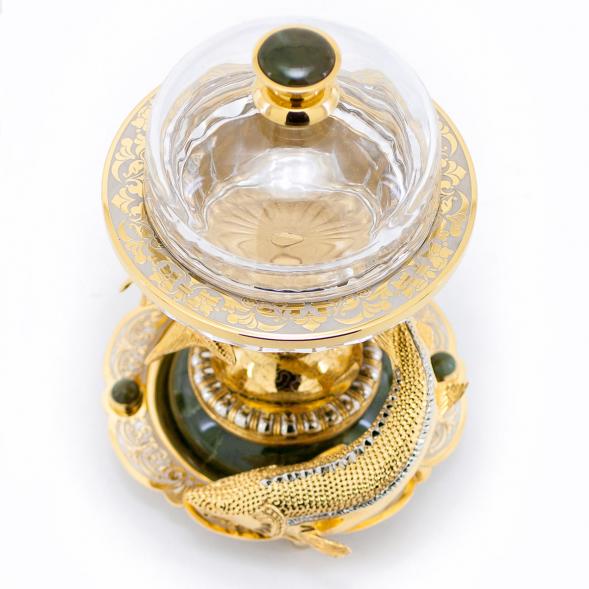 Икорница &amp;quot;Два осетра&amp;quot; из нефрита Златоуст 113823