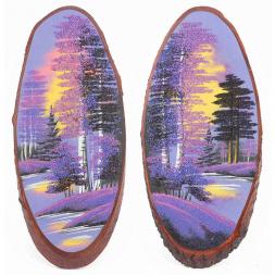 Панно на срезе дерева "Рассвет" вертикальное 45-50 см каменная крошка