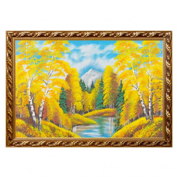 Картина &amp;quot;Осенний пейзаж&amp;quot; багет №8 50х80 см, каменная крошка 111292