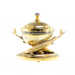 Икорница &amp;quot;Две стерлядки&amp;quot; камень чароит Златоуст