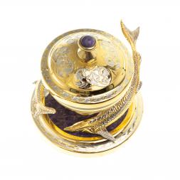 Икорница &amp;quot;Две стерлядки&amp;quot; камень чароит Златоуст