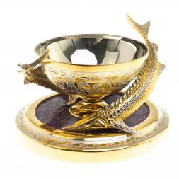 Икорница &amp;quot;Две стерлядки&amp;quot; камень чароит Златоуст