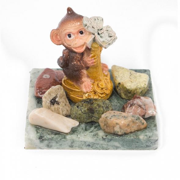 Сувенир &amp;quot;Обезьянка на пальме с деньгами №2&amp;quot; змеевик 116739