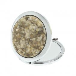 Зеркало карманное круглое из камня жельбертит цвет серебро