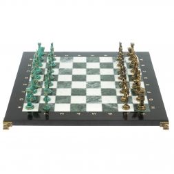 Шахматы "Отечественная война 1812 г. " фигуры бронза / патина 40х40 см мрамор змеевик