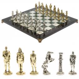 Шахматы &amp;quot;Великая Отечественная война&amp;quot; мрамор змеевик 40х40 см