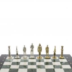 Шахматы &amp;quot;Великая Отечественная война&amp;quot; мрамор змеевик 40х40 см