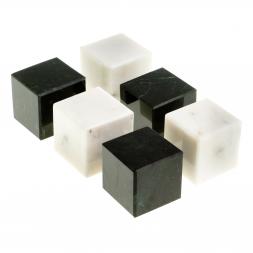 Камни для виски 6 кубиков микс черный змеевик, белый мрамор