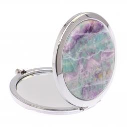 Зеркало круглое зеленый флюорит цвет серебро