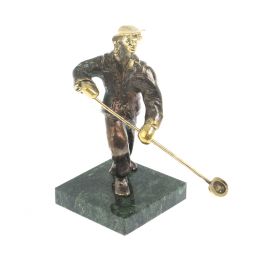 Статуэтка из бронзы &amp;quot;Сталевар&amp;quot; камень змеевик