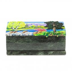 Шкатулка с росписью &amp;quot;Лето. Перекат&amp;quot; змеевик 15х7,5х6 см