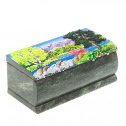 Шкатулка с росписью &amp;quot;Лето. Перекат&amp;quot; змеевик 15х7,5х6 см