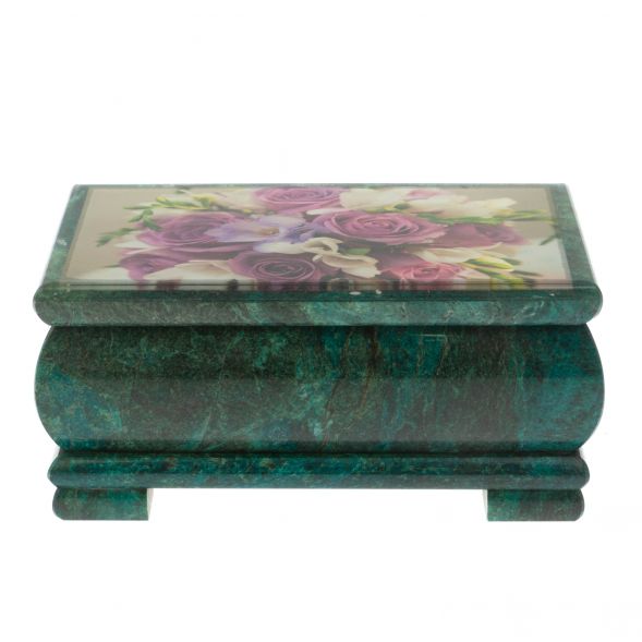 Шкатулка &amp;quot;Букет роз&amp;quot; из змеевика 16х8х7,5 см 128846