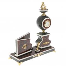 Письменный набор с визитницей "Георгий Победоносец" и змеевика и мрамора