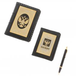 Подарочный набор &amp;quot;Держава&amp;quot; обложка для паспорта, ежедневник и ручка Parker