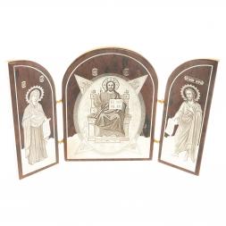 Икона складная &amp;quot;Святые&amp;quot; арка большая камень обсидиан