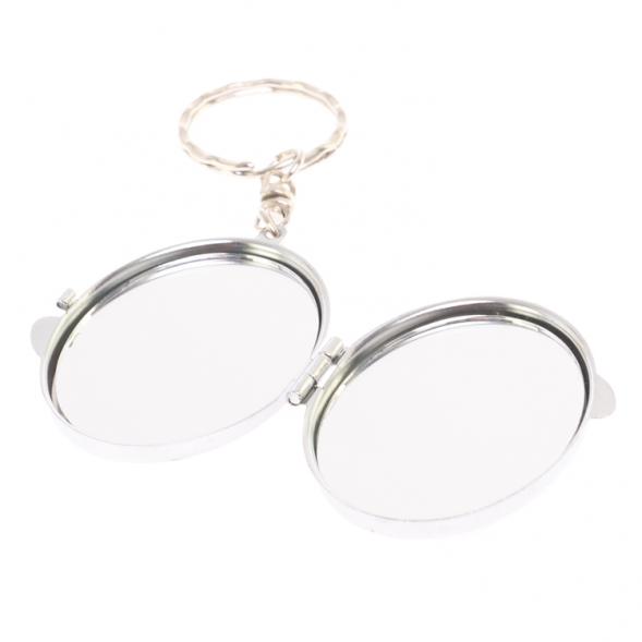 Складное зеркало брелок голубой апатит овальное 126604