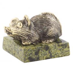 Статуэтка &amp;quot;Крыса пучеглазая&amp;quot; из бронзы и змеевика