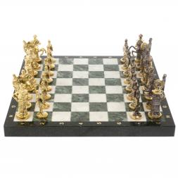 Шахматы &amp;quot;Богатыри&amp;quot; 40х40 см из мрамора и змеевика
