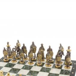 Шахматы &amp;quot;Богатыри&amp;quot; 40х40 см из мрамора и змеевика
