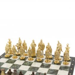 Шахматы &amp;quot;Богатыри&amp;quot; 40х40 см из мрамора и змеевика