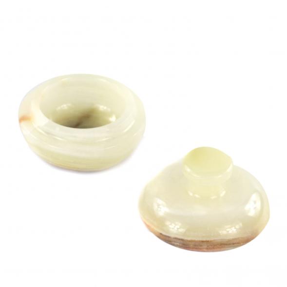 Каменная шкатулка из оникса &amp;quot;Яблоко&amp;quot; зелено-коричневая 6,5х6,5х5,5 см (3) 121671