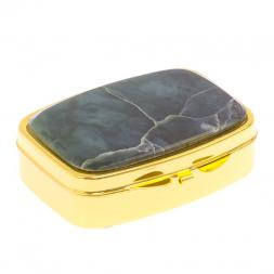 Таблетница на 2 отделения камень офит цвет золото