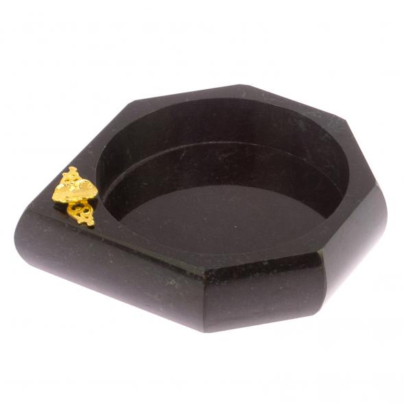 Пепельница из черного змеевика с накладкой 125775