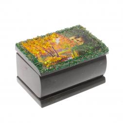 Шкатулка &amp;quot;Хозяйка медной горы. Осень&amp;quot; змеевик 10х6,5х6 см