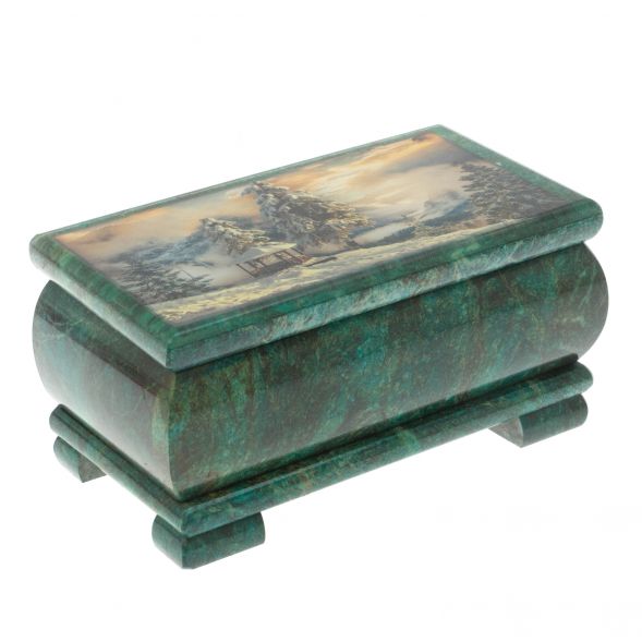 Шкатулка &amp;quot;Зима. Беседка&amp;quot; из змеевика 16х8х7,5 см 128848