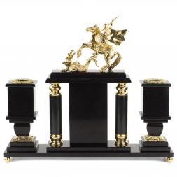 Письменный набор &amp;quot;Георгий Победоносец&amp;quot; камень офиокальцит