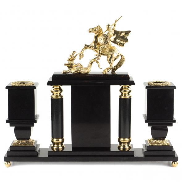 Письменный набор &amp;quot;Георгий Победоносец&amp;quot; камень офиокальцит 120569