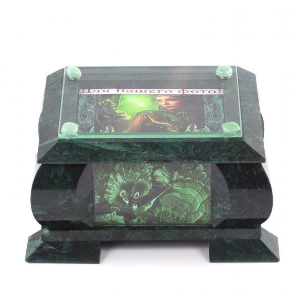 Шкатулка для украшений с фоторамкой камень змеевик 20,5х17,5х11 см 121615