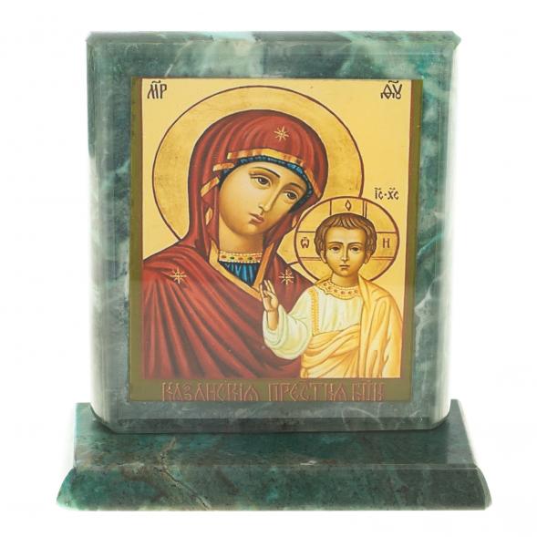Икона настольная &amp;quot;Казанская БМ&amp;quot; камень змеевик 11,5х4,5х12 см 123192