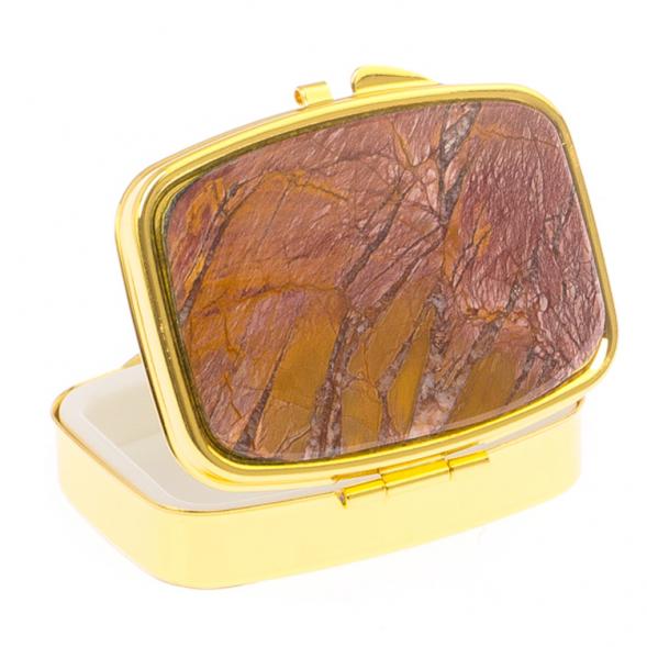 Таблетница на 2 отделения камень яшма цвет золото 125545