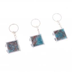 Складное зеркало брелок голубой апатит квадратное
