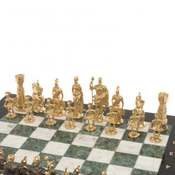 Настольные шахматы &amp;quot;Римские&amp;quot; бронза мрамор шабровский змеевик 40х40 см 126827