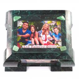 Шкатулка для украшений с рамкой для фото камень змеевик 24,5х20х13,5 см