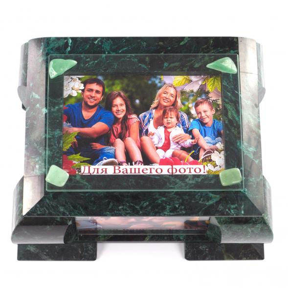 Шкатулка для украшений с рамкой для фото камень змеевик 24,5х20х13,5 см 121616