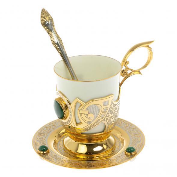 Кофейная пара &amp;quot;Малахитовая&amp;quot; фарфор 170 мл Златоуст 113836