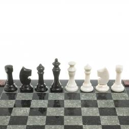 Шахматы с гравировкой &amp;quot;Турнирные&amp;quot; доска 36х36 см белый мрамор змеевик