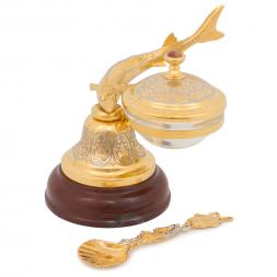 Икорница &amp;quot;Колокольчик&amp;quot; из яшмы с ложкой Златоуст