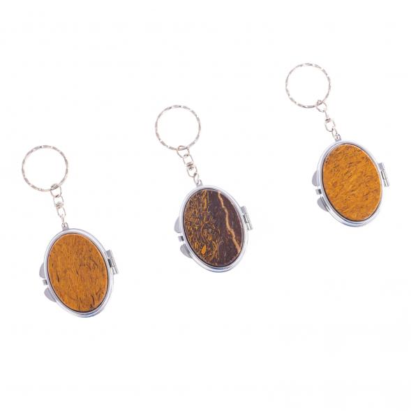 Складное зеркало брелок из змеиной яшмы овальное 126678