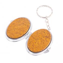 Складное зеркало брелок из змеиной яшмы овальное