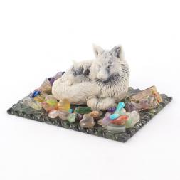 Сувенир &amp;quot;Лиса с лисенком&amp;quot; из мрамолита