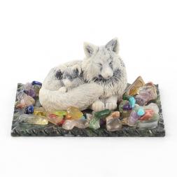 Сувенир &amp;quot;Лиса с лисенком&amp;quot; из мрамолита