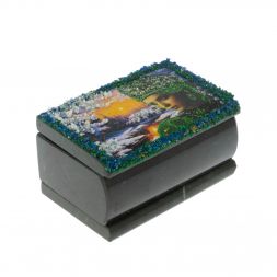 Шкатулка &amp;quot;Хозяйка медной горы. Зима&amp;quot; змеевик 10х6,5х6 см