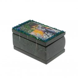 Шкатулка &amp;quot;Хозяйка медной горы. Зима&amp;quot; змеевик 10х6,5х6 см