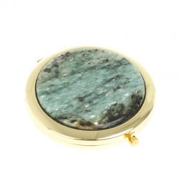 Зеркало карманное круглое из камня парагонит цвет золото